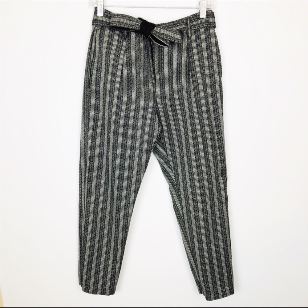 Topshop Stripe Tie Waist Pant Size 6